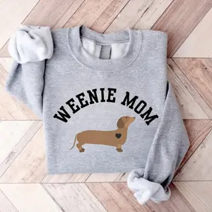 Dachshund Sweatshirt, Funny Wiener Dog Mom Crewneck, Cute Weenie Lover Pullove