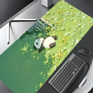 Cute Panda Pattern Mouse Pad, Rectangle Gaming Mouse Pad, Non-slip Rubber Base Desk Keyboard Mat for Home Office, Cute Desk Accessories