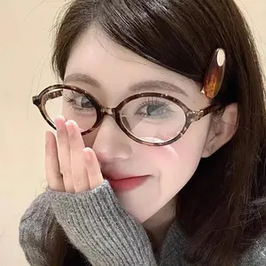 Women's 1Pc Retro Leopard Oval Frame Anti-Blue Light Eyeglasses - Black White Sweet Style, Daily Reading & Computer Glasses