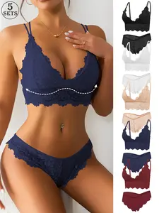 10pcs TikTok bestselling lace Lingerie Backless bra and panty set with removable cup pads lightweight breathable Fit
