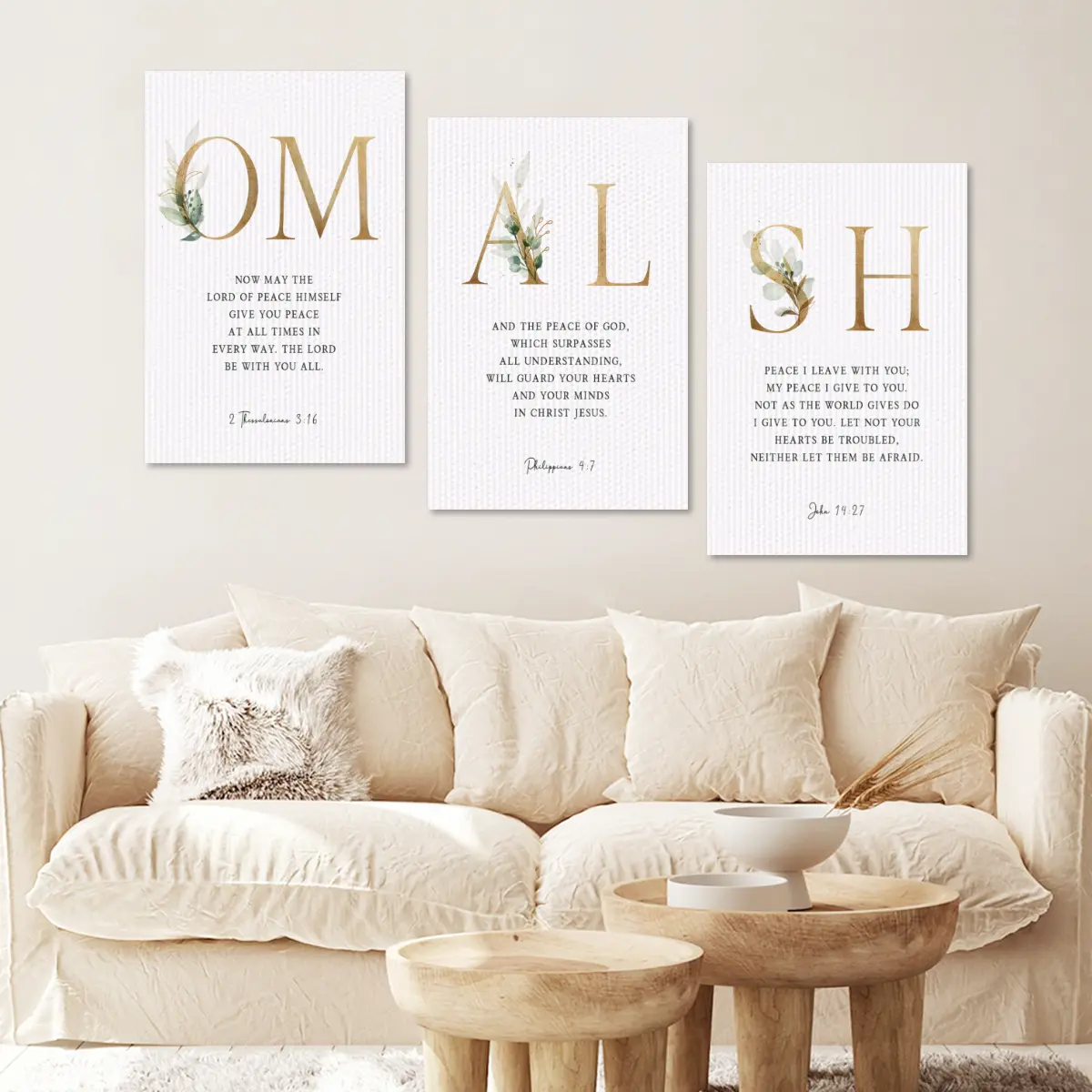 3pcs Inspirational Bible Verse Canvas Wall Art Set - Epistle to the Philippians, Waterproof, Wooden Frame, Modern Typography Design - Perfect for Home and Office Decor, Ideal for Bedroom, Living Room,