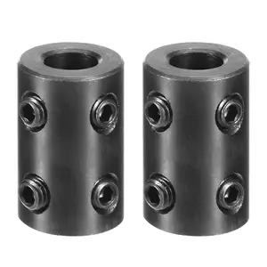 2pcs Shaft Coupling 5/16" Bore, 5/8" OD, 1" Length, Black Oxide Plated Rigid Coupling, Motor Wheel Coupler, (4 Set Screws)