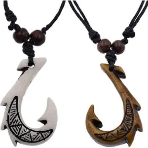 Fish Hook Necklace - Maui Hook (2 count) Toys - Hawaiian necklace - Maori NecklacesJewelry Gift for boys man