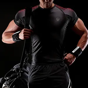 NELEUS Men's Muscle Color-Changing Compression Sportswear — Red Web Pattern Print Top, Superhero Style Gym Performance Top Athletic Fit SummerVibes Workout Activewear Fitness Activewear