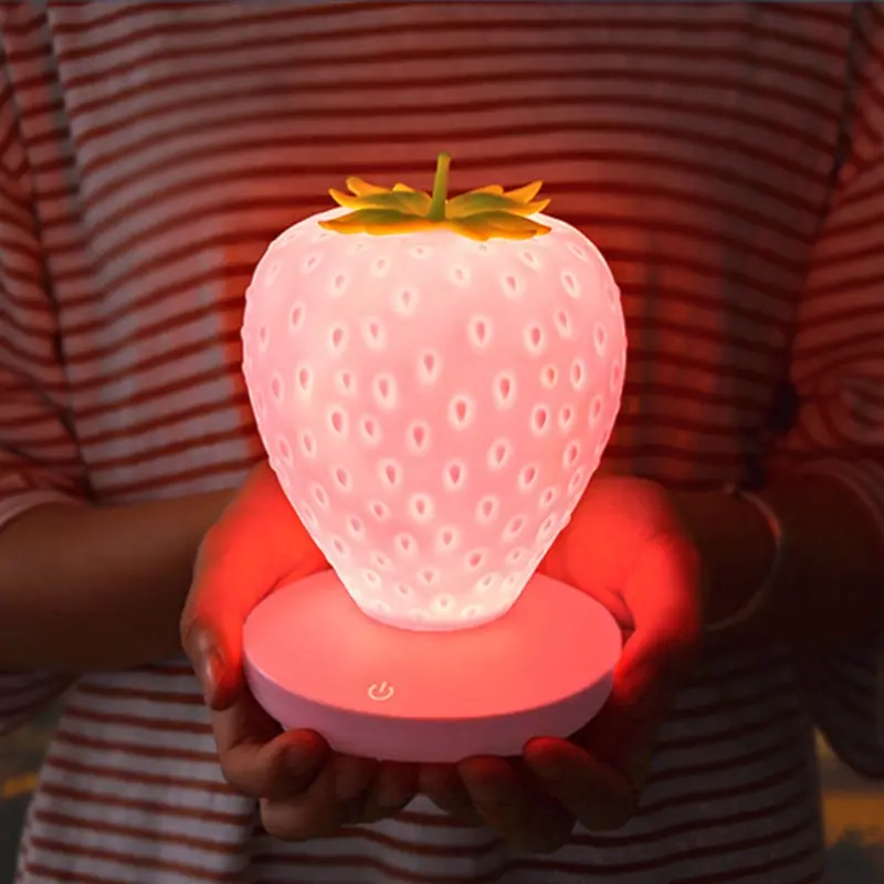 1 small night light (strawberry table lamp) with 3 modes, USB-powered touch lamp, cute LED table lamp, Bedroom Decor Lamp, Decorative Lights, suitable as a gift for birthdays, Christmas