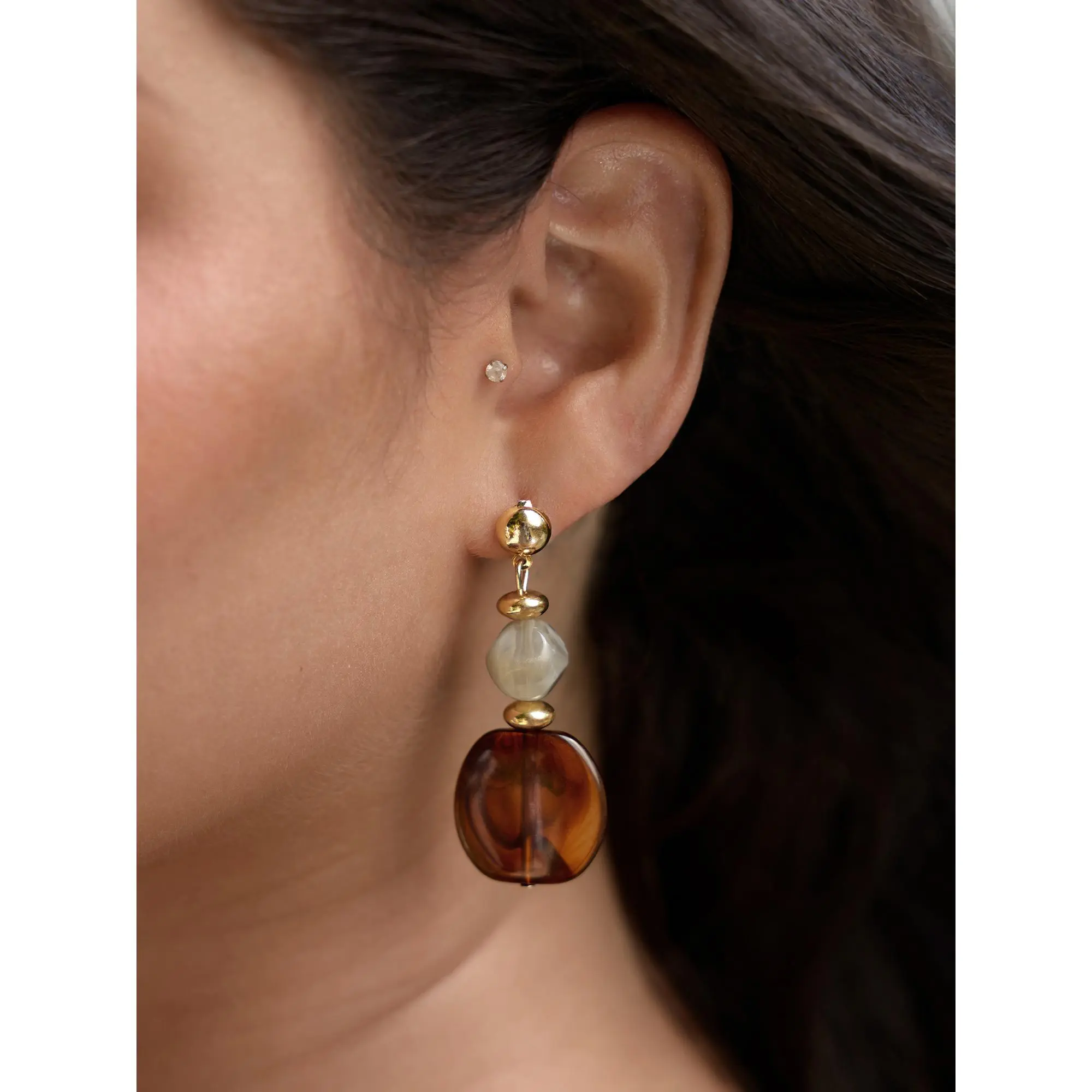 BLOOMCHIC Plus Size Multi-Color Stone Drop Dangle Earrings [M-6X] - Daily Costume Jewelry, Stretch Design, Travel-Friendly, Low Maintenance Summer Accessory, Soft-Touch Material, Lightweight, Smooth & Comfortable, Easy Movement, Drop Shape, Dangle Earring