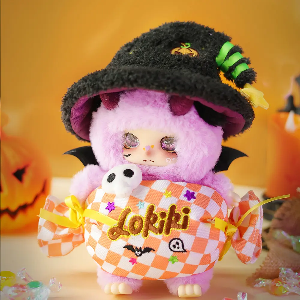 Lokikitoys Halloween Themed Fluffy Plush Blind Box, Random Spooky Cute Stuffed Doll, Holiday Decor Surprise Gift for Kids Collectors