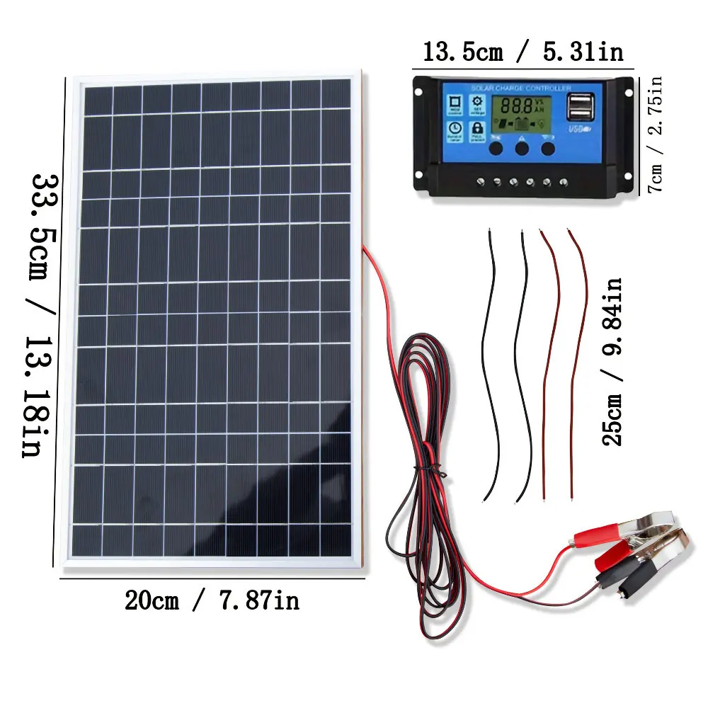 1 Set 12V Portable Flexible Solar Panels Kit with 100A High-Efficiency Controller, Extension Cords & Clips for RV Boat Off Grid Supplies, Car Battery Charging,father'sdaygifts,campingessentials,campinggear