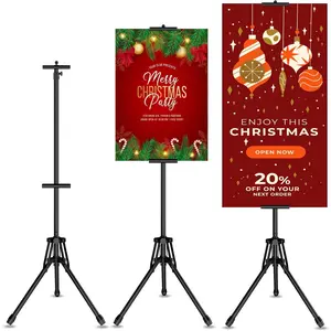 Poster Stand for Display, 80'' Adjustable Sign Stand Tripod, Retractable Poster Board Stand Double-Sided Banner Stand, Foldable Floor Standing Sign Holder Signage Stand with Portable Bag, Black