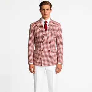Men's Viral Houndstooth Suit Jacket Series | Black & White / Cherry Red / Bright Colors (Double Breasted / Loose Fit) | Vintage Fashion Personalized Piece, Levels Up Your Daily Outfit | Men's Trendy Fashion Slim Plaid Prom Suit Set bedazzled  suit suits