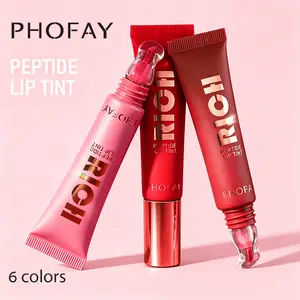 [Recommended by PHOFAY] Hydrating Brightening Lip Serum with Hyaluronic Acid & Peptide for Radiant Lips Gentle Glossy Korean Beauty Makeup Balm Shea Smooth Moisture with Cooling Metal Roller ApplicatorPEPTIDE LIP TINT