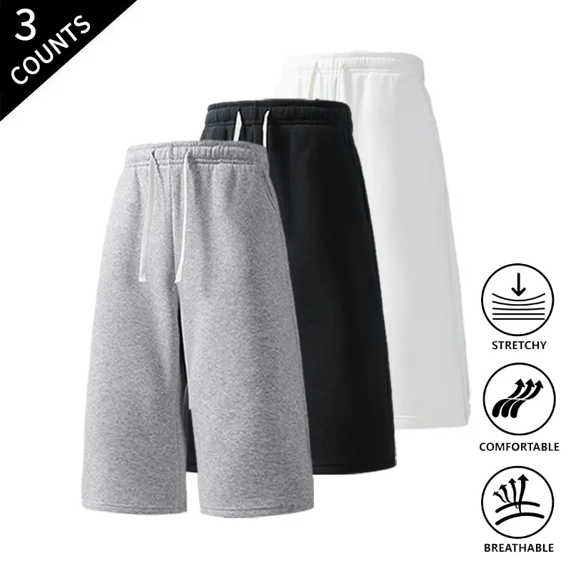 3-Pack Summer Vibes Men’s Solid Color 7/8 Length Capri Pants – Loose Casual Streetwear Pants