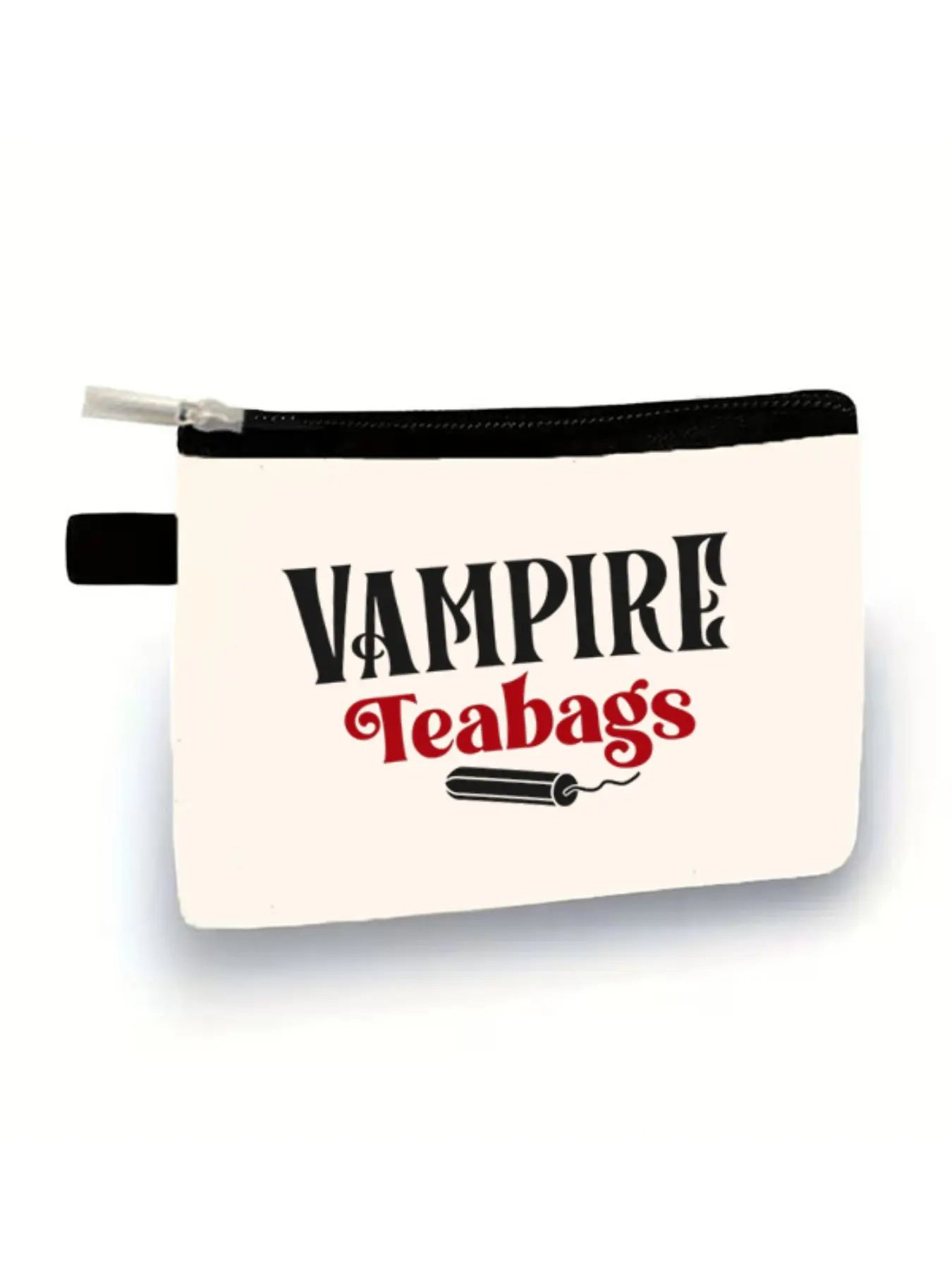 Vampire Teabags Print Zipper Wallet, Funny Style Storage Pouch, Ideal for Sanitary Products, Coins, Small Items, Creative Gift for Humorous Women