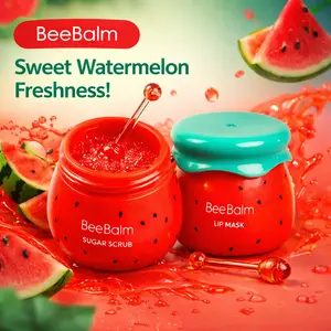 Bee Balm Watermelon Lip Mask & Sugar Scrub Set – Hydrating & Smoothing Lip Care Duo Moisture Gentle