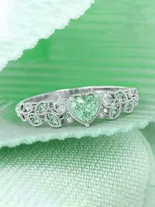 1pc Green Fashion Cubic Zirconia Heart Cluster Ring For Women Beautiful Rings For Wedding Engagement Anniversary Jewelry Valentine's Day Gift Heart Shaped Ring