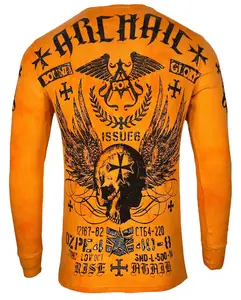 Archaic by Affliction Men's Cotton Long Sleeve Casual Thermal Top - Black Prayer T-Shirt