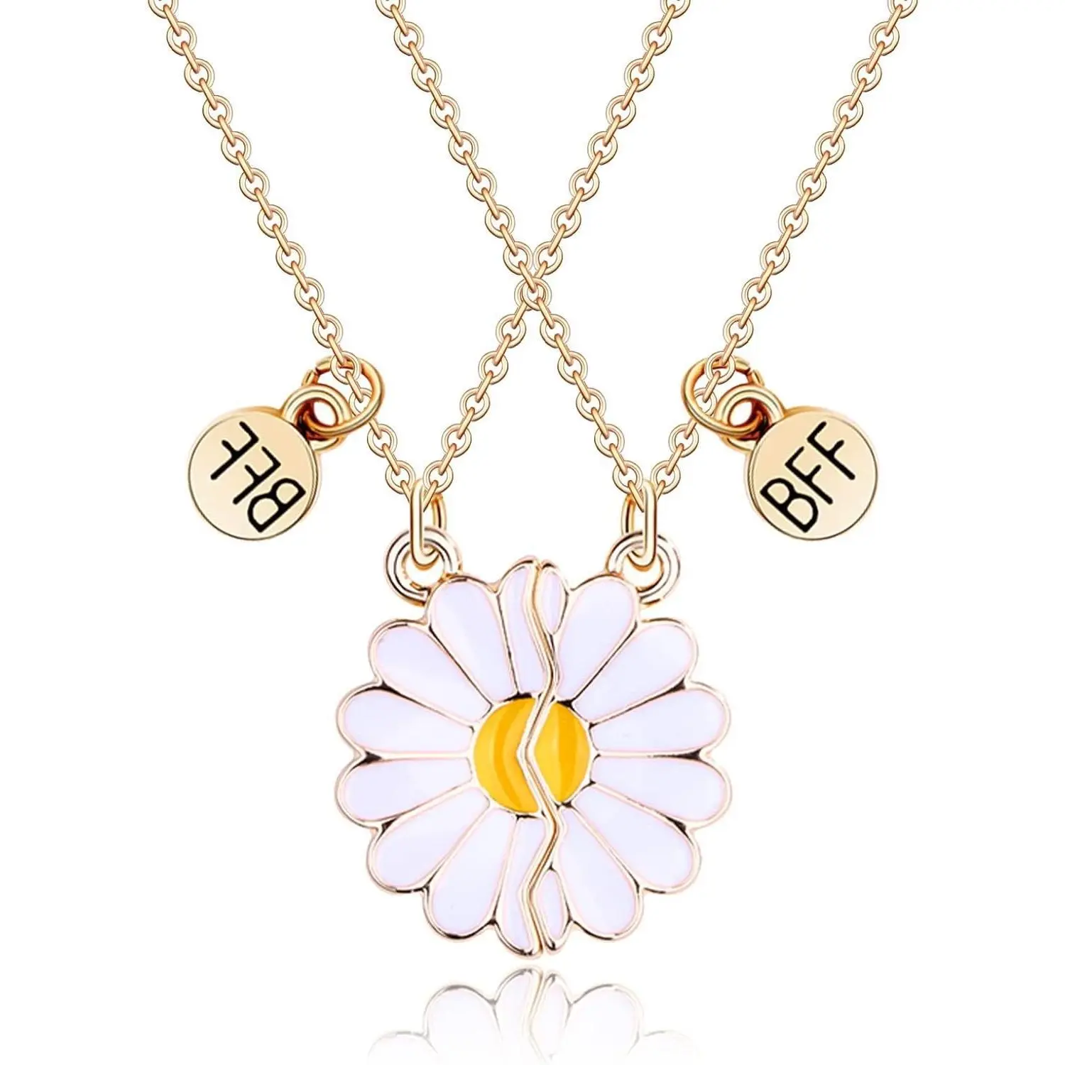 BY-226  BFF Necklace for 2-Daisy Best Friend Necklace Friendship Necklace Best Friends Forever Necklaces Valentines Day Gifts