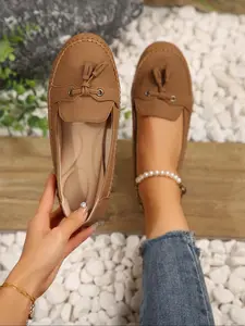 Women's Fashionable Solid Color Flat Shoes, Casual Comfortable Breathable Loafers for Daily Wear, Lightweight Breathable Shoes for All Seasons, Girl, Casual Flats