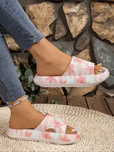 Women's Fashionable Flower Pattern Slides, Casual Comfortable Non-slip EVA Material Slippers for Indoor Outdoor Wear, Summer Beach Slippers, Walking Shoes
