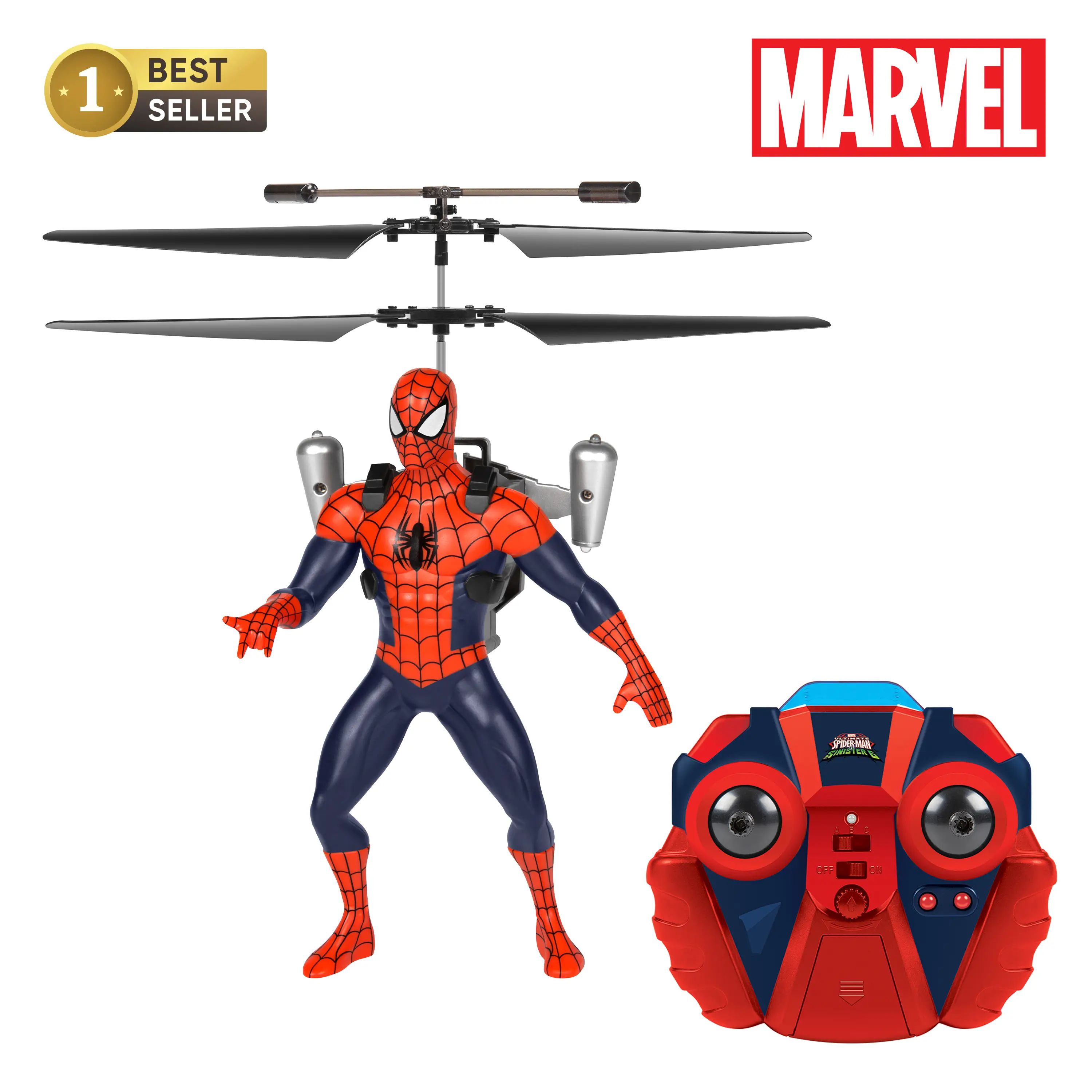MARVEL Officially Licensed Avengers IR RC Helicopter 2CH - Spider-Man Edition with LED Lights & Gyro Stabilization for Kids Ages 6+(Battery not includ