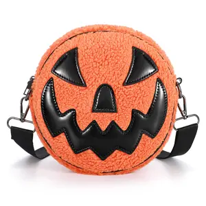 Halloween Purse Pumpkin Purse, Halloween Pumpkin Crossbody Bag Novelty Purse Sherpa Bag Kawaii Purse for Women Fleece Halloween Pumpkin Purse Pumpkin Shoulder Bag Crossbody Bag for Women