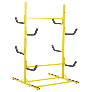 Garvee Freestanding Steel Storage Shelf - 200 cm - for 4 to 6 Canoes and Paddles - Load Capacity of 240 kg - Weather Resistant and Rotatable - with Ski and Bike Support