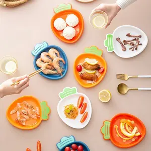8pcs Cartoon Radish Plate with Base Barbecue Dipping Sashimi Sushi Soy Sauce Dishes Home Desktop Snack Fruit Dessert Plates