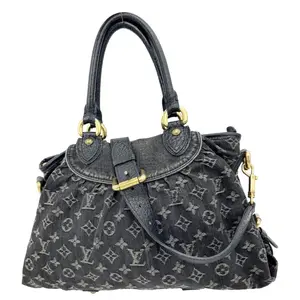 Pre-owned Louis Vuitton Denim Shoulder Bags Neo Cabby MM Monogram Hobo Bag Black