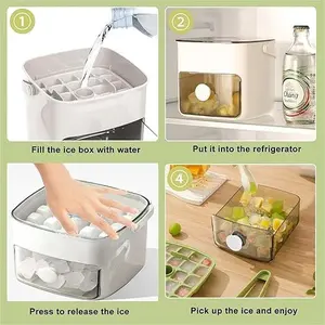 Ice Cube Tray with Lid & Bin Ice Maker for Freezer Ice Trays Ice Container- Ice Molds for Whiskey, Cocktail, Coffee Drinks, Beer with Ice Tongs Kitchen Gadgets Tools (White)