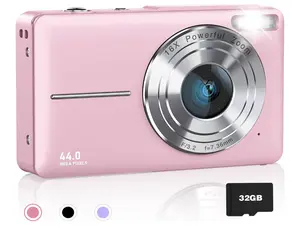 44MP Compact Vintage Digital Camera for Kids with 16X Zoom - Perfect Gift for Teens, Boys & Girls (Pink) Card Memory Rechargeable Recording Sd
