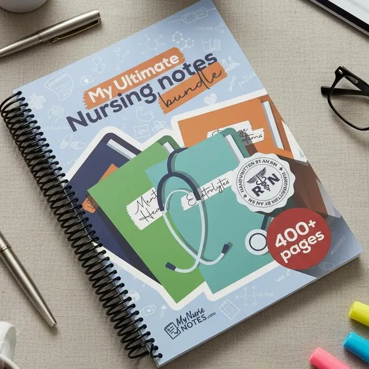 Nursing School RN Handwritten Notes Bundle - 400+ Page Concise Notebook Set, Designed for Nursing Student Exam Success