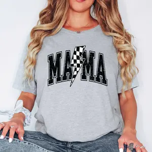 Mama Varsity Shirt Checkered Mom Shirt Mother's Day Gift Lightning Bolt Mama Sweatshirt Baby Shower Gift Mother's Day T-shirt