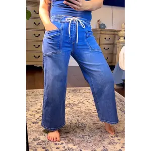 HIGH RISE DRAWSTRING WIDE PANTS