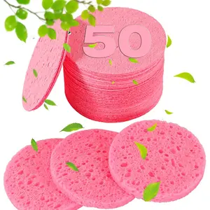 50-Count Compressed Facial Sponges| 100% Natural Cellulose Cosmetic Spa Sponges for Daily Facial Cleansing|Makeup and Mask Removal|Exfoliating|Skin Massage|Pore Exfoliation