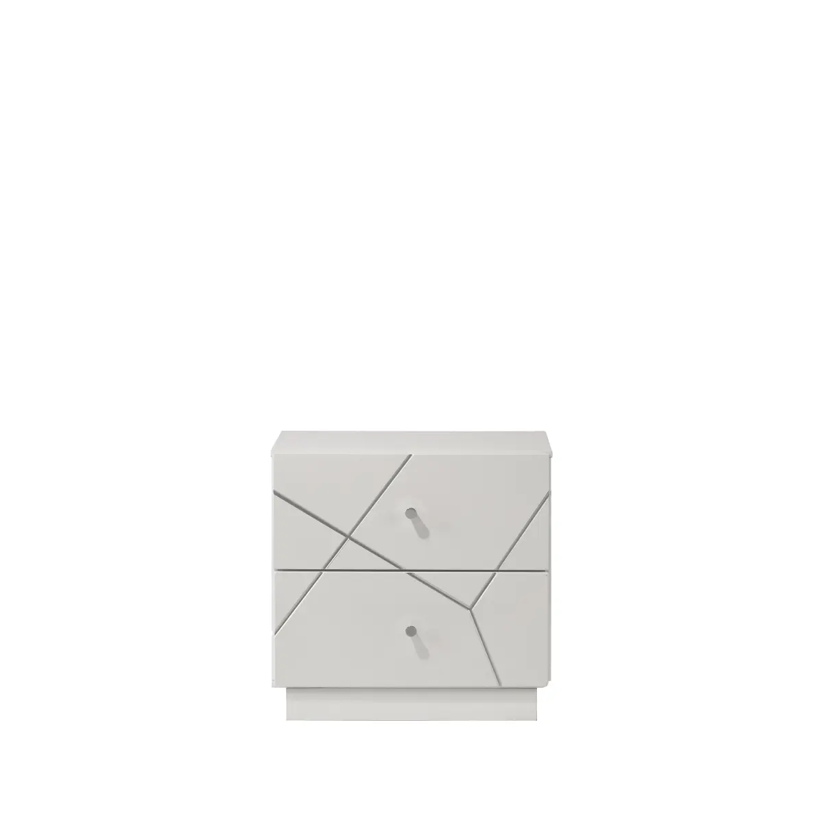 Esther White & Silver High-Gloss Metal Nightstand - Side Mount, Safety Stop, Single Box, 16x23x23" (16.00 x 23.00 x 23.00 in), 80lbs, Fully Assembled Storage Furniture for Indoor Bedroom (Tables & Desks Category)