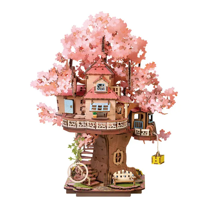 Rolife TGS04 Sakura Tree House DIY 3D Art Puzzle, Classic Building Toy with Wooden Parts for Hobbies, Art Puzzles
