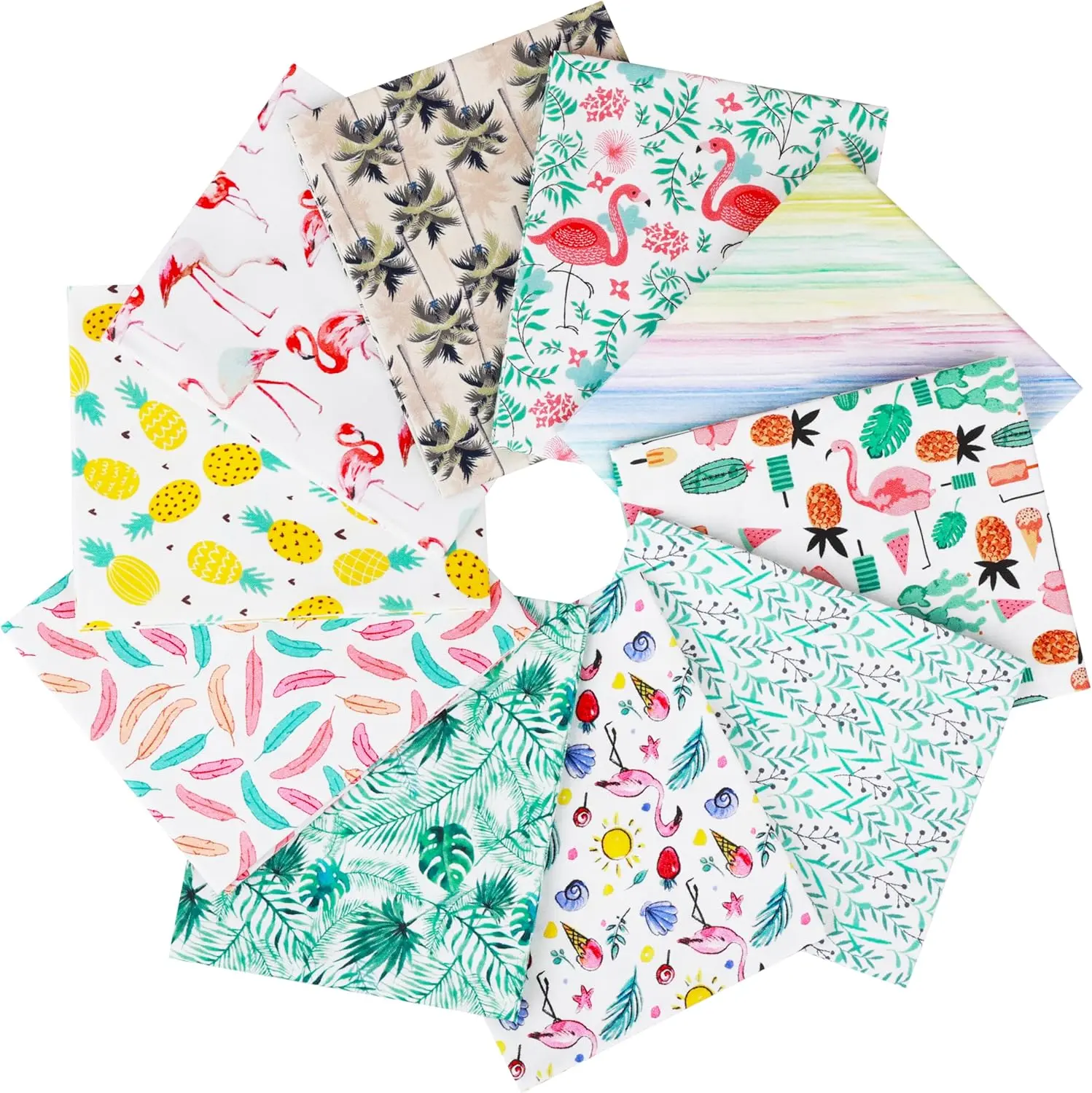 Newbrothread&Craftido 100% Cotton Quilting Fabric Bundles 10pcs Fat Quarters 18"x21" Medium Weight 5.2 oz for Quilting Sewing Patchwork Home Textile Tropical Flamingo, TikTokShopDealsforYouDays, fathersdaygiftideas, Durable Fabric, Fathers Day