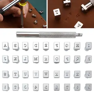 36Pcs Leathercraft Metal Letter and Number Stamps Punch Set Tool, Leather Stamping Tools, Alphabet Imprinted Leather Punching Tools for Leather Belt Bag Hat Shoes Craft Marking