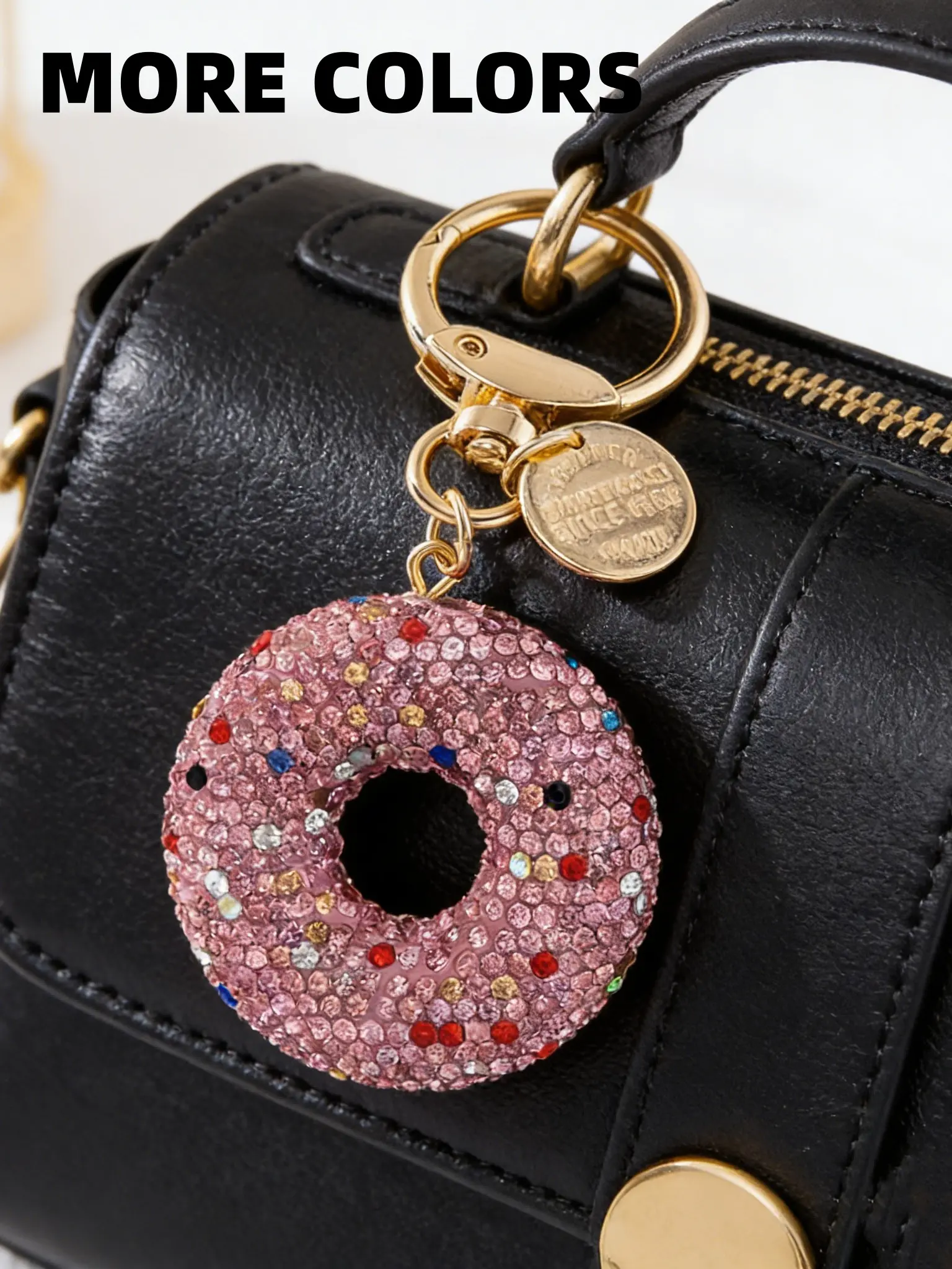 Mother's Day Donut Keychain with Rhinestones, Handmade Minimalist Style, Perfect Gift for Graduation and Back-To-School, Bag Charm, Key Chain, Car Key Fob, Phone Strap, Keychain For Bags