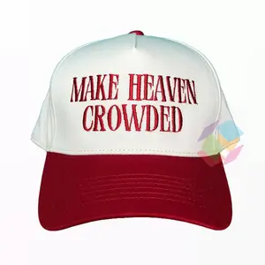 MAKE HEAVEN CROWDED TwoTone Baseball Hat, Embroidered Headwear, Adjustable Trucker Cap, Faith Trucker Cap, Christian Gift