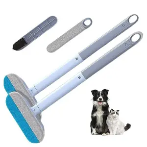 【2 pcs】Upgraded 4-in-1 Reusable Pet Hair Remover Brush – Extra-Long Handle Lint Cleaner for Dog & Cat Hair, Washable Multi-Surface Tool for Furniture, Bedding, Clothes & Carpets