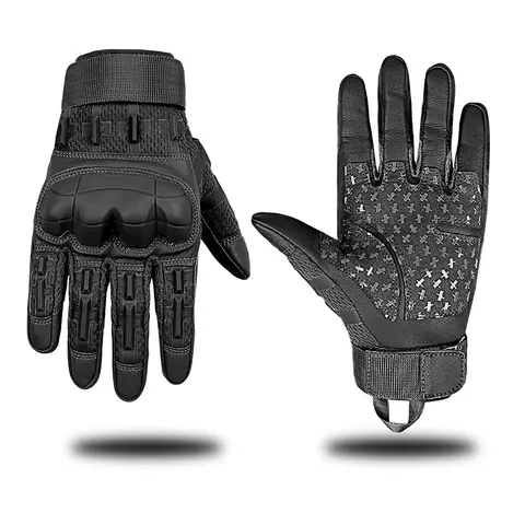 Adults' Full Finger Tactical Gloves - Hard Knuckle Protection, Breathable Microfiber Leather, Touchscreen Tips, Comfortable, Flexible, Durable, Adjustable Strap, Motocross Gear, ATV Gloves, Dirtbike Gear, Shooting Accessories