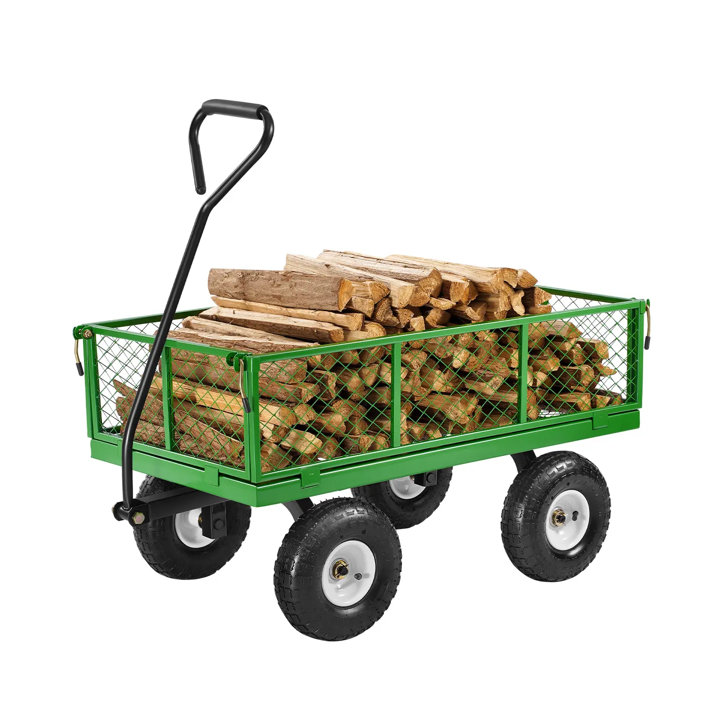 【DealsForYouDays】VEVOR 900 Lbs Steel Garden Cart on Wheels Heavy Duty Pullable Garden Wagon Yard CartOutdoor Metal Utility Wagon with 10" Tires and Mesh Removable Sides(Convert to Flatbed)and 180°Rotating Handle