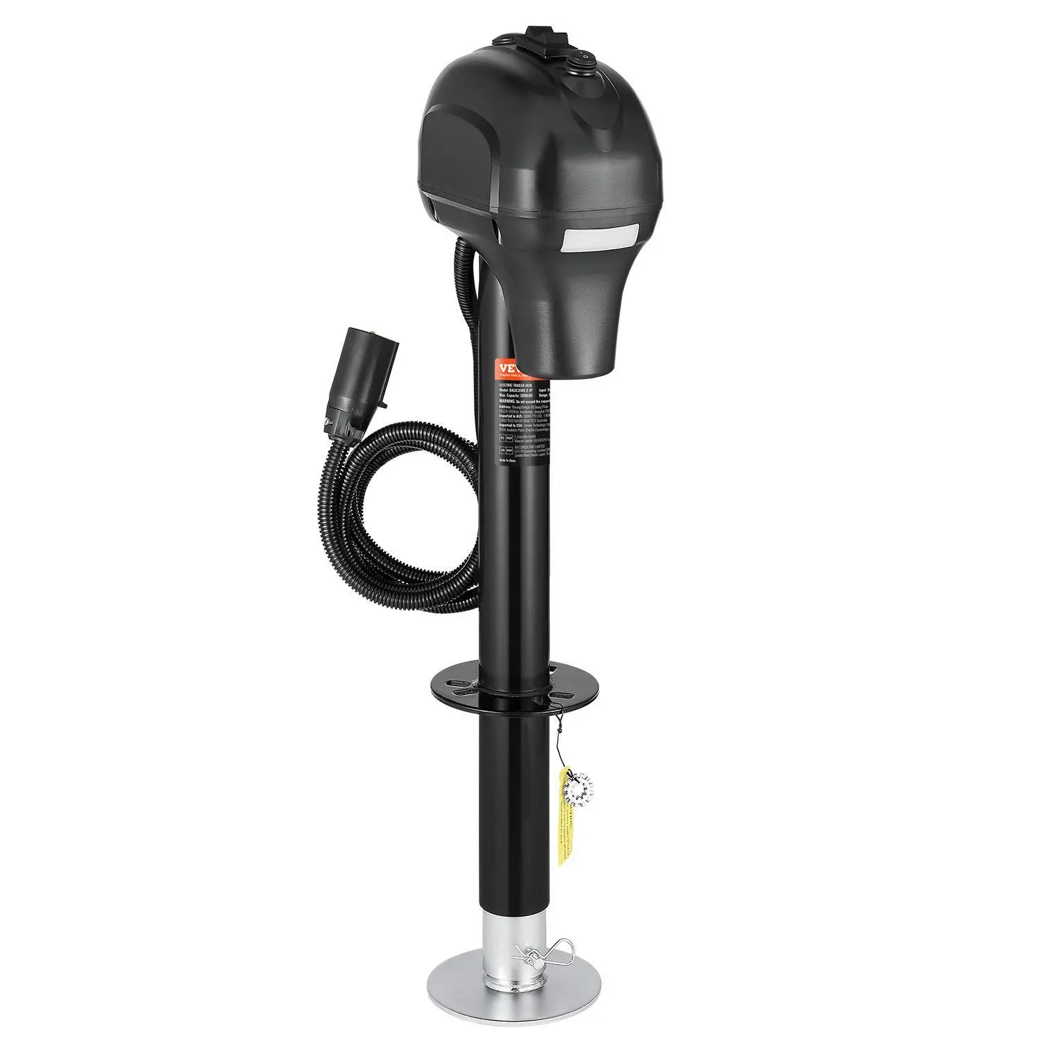 【Summerfinds】VEVOR Electric Trailer Jack,  3500 lbs, Heavy Duty RV Electric Power Tongue Jack with 7-pin Connector, Manual Crank Handle & Weatherproof Jack Cover, 9.5"-27.5" Lift, for Trailers, Campers & RVs, Black