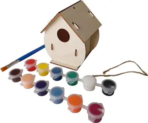 DIY Wooden Birdhouse Kits Wooden Birdhouses Unpainted Natural Unfinished Wood Birdhouse to Paint Mini Bird Nest for DIY Crafts, Indoor Outdoor Bird House