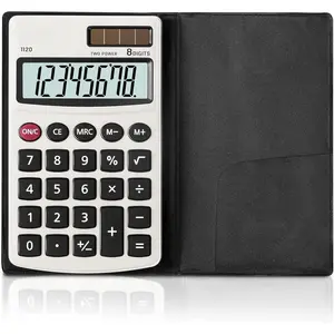 Calculator,  Standard Function Basic Calculators, Solar  Dual Power Office Calculator with Cover, Metal Panel