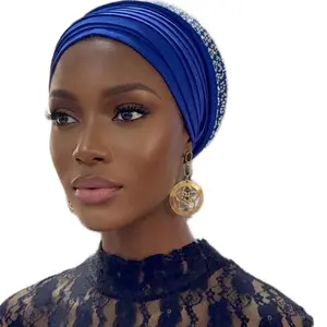 Padded Body Pleat Turban with Stones, Lightweight Fashionable Scarf, Casual Everyday All-Seasons Head Accessory