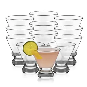 Libbey Cosmopolitan Stemless Martini Glasses, Dishwasher Safe Martini Glasses Set of 12, Lightweight Margarita Glasses Set for Wedding Party