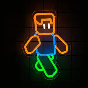 Minecraft Game Neon Sign for Playroom Decor,Block Man Led Lights for Man Cave Gaming Room Internet Bar or Bedroom Decoration.5V USB Powered,Easy Hanging.