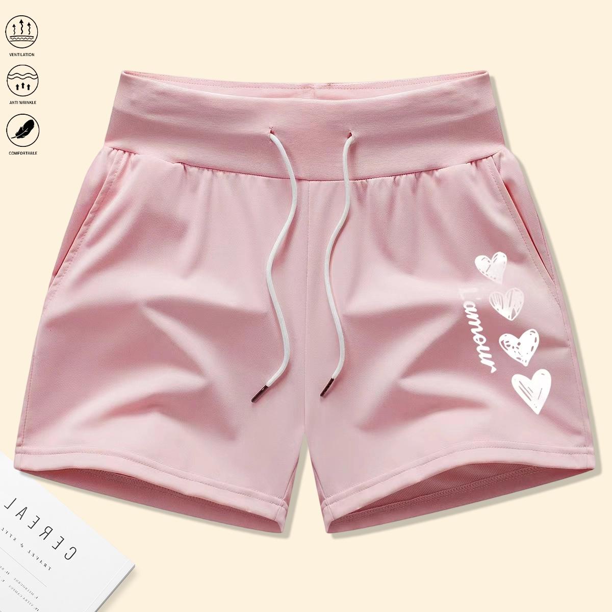 Set of 4 women’s shorts featuring drawstring and elastic waistband, adjustable fit, comfortable fabric—ideal for beach vacations, gym workouts, and home wear. Summer shorts, women’s shorts.